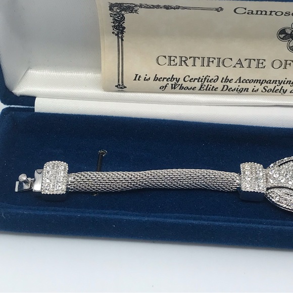 Camrose & Kross Rhodium Plated Mesh Bracelet With Crystals JBK - Picture 11 of 11